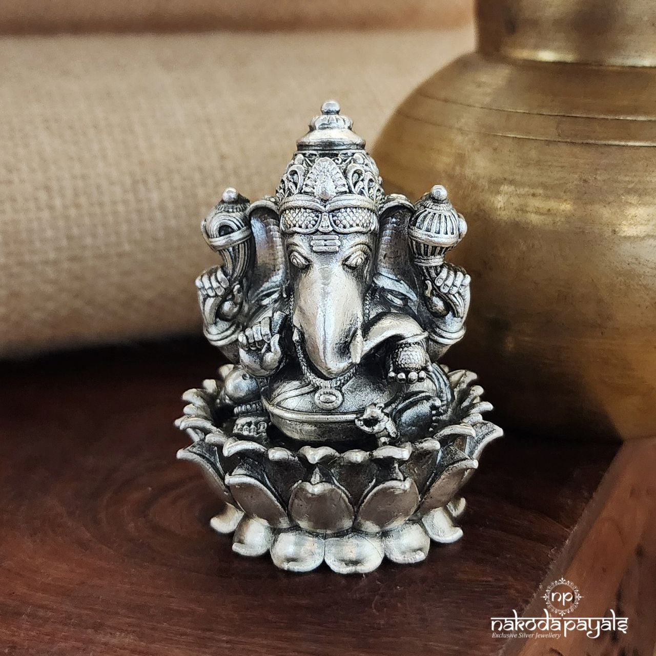 Lotus Ganapati Idol (Aa1373)