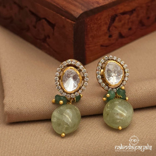 Cute Moissanite Green Pearl  Studs (Ge11006)