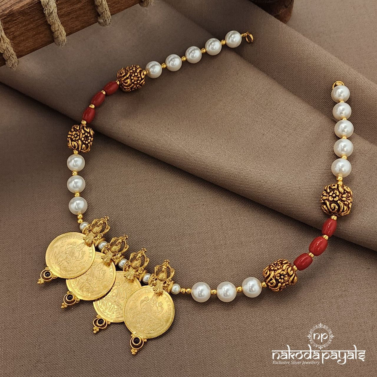 Traditional Coral Lakshmi Kasu Neckpiece (Gn9301)