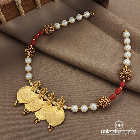 Traditional Coral Lakshmi Kasu Neckpiece (Gn9301)