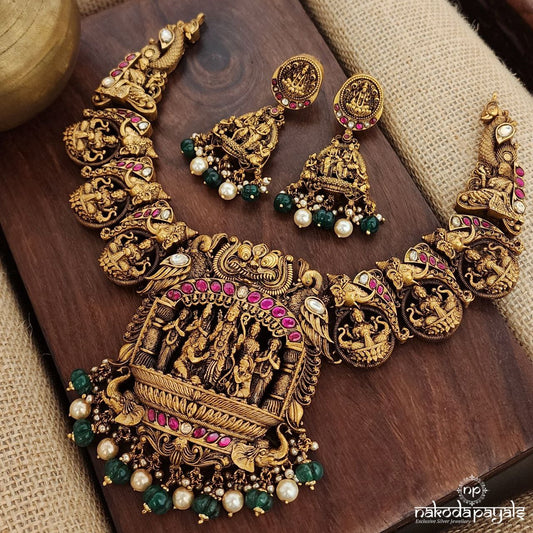 Ram Darbaar Kundan Neckpiece With Earrings (Gn9050)