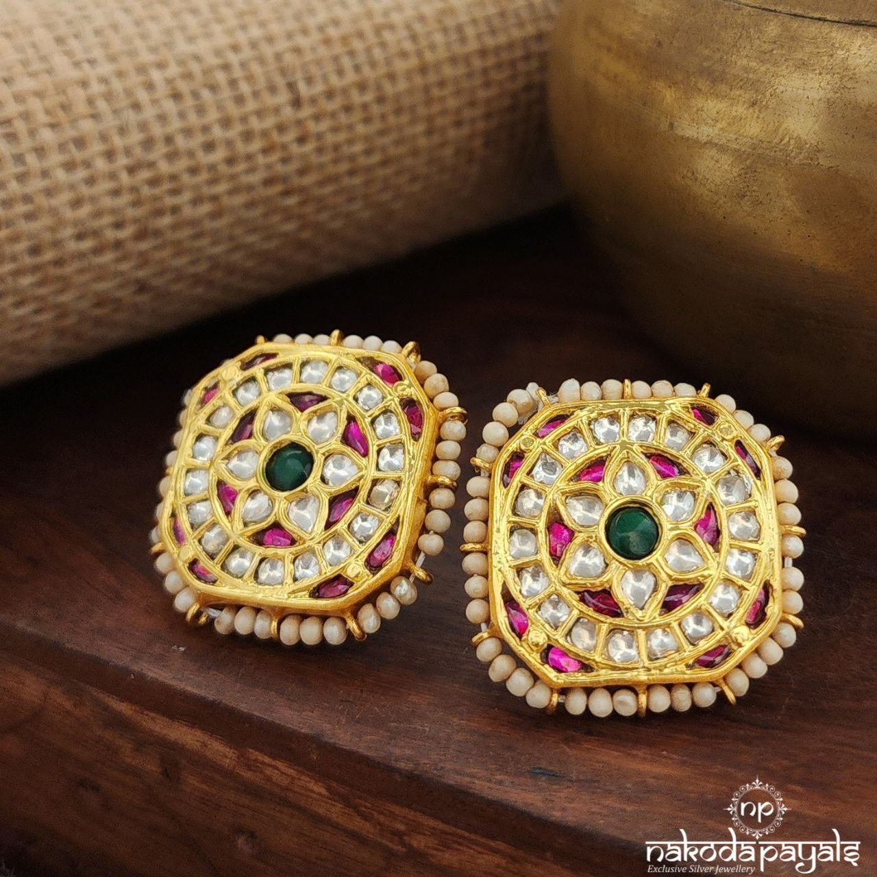 MultiColor Kundan Studs (Ge9098)