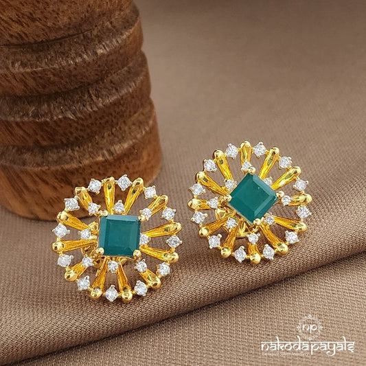 Squarish Green CZ Studs (Ge10070)