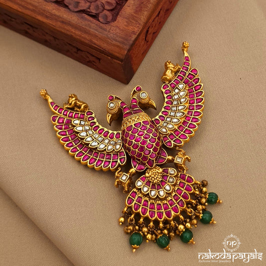 Reversible Gandaberunda Kundan Pendant (Gp2405)