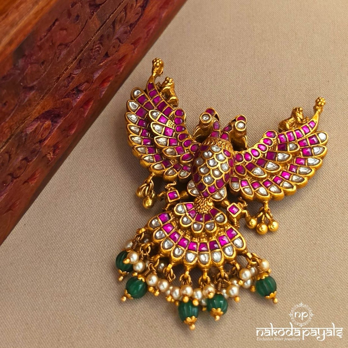 Reversible Gandaberunda Kundan Pendant (Gp2537)