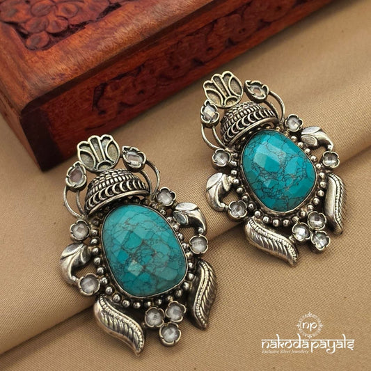 Torquoise Oxidised Chandbali (C4001)