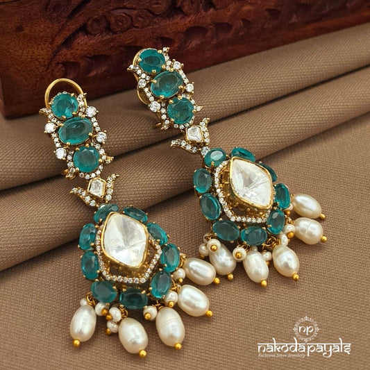 Green Pearled Drop Earrings (Ge10487)