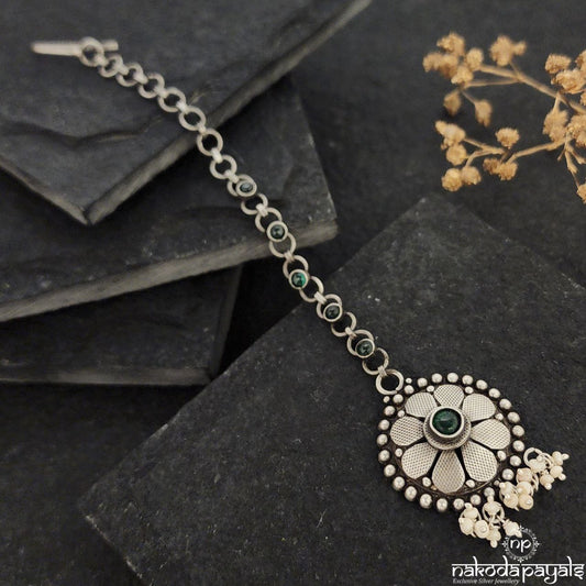 Pearled Drop Green Maang Tikka (M0395)