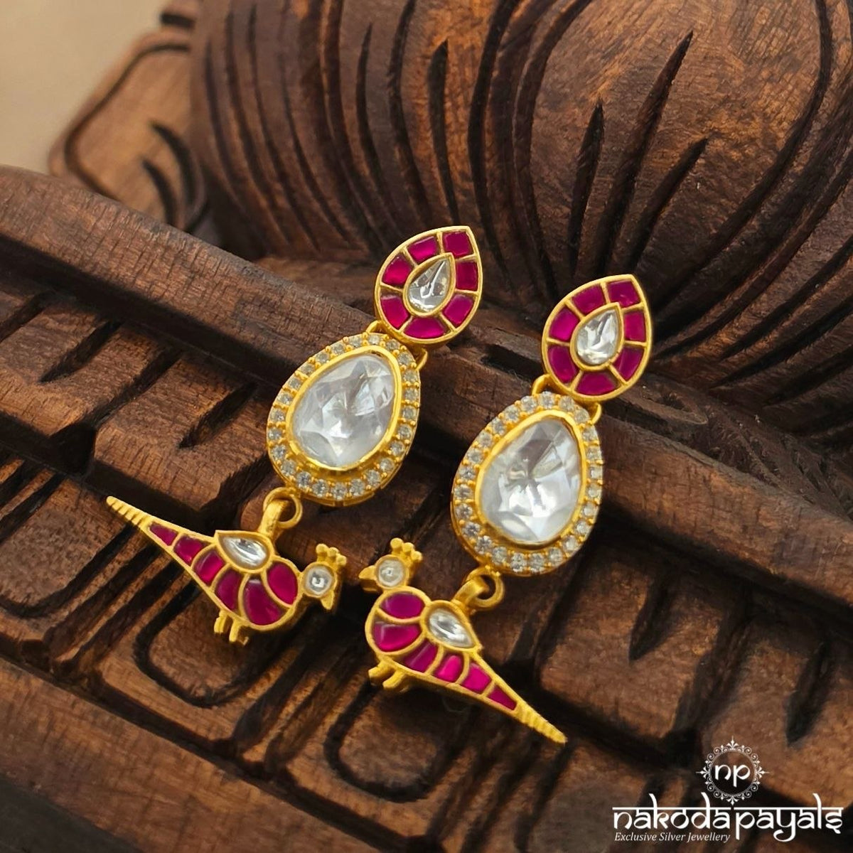 Pink Drop Birdy Chandbali (Ge11559)