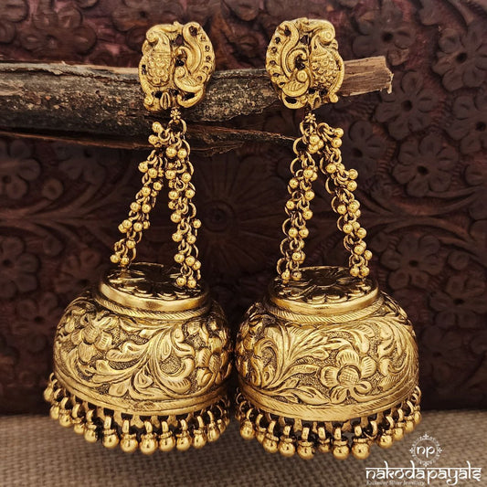 Traditional Peacock Ghungroo Jhumka (Ge8876)
