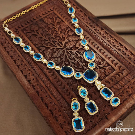 Bluish Moissanite Neckpiece With Earrings (Gn9177)