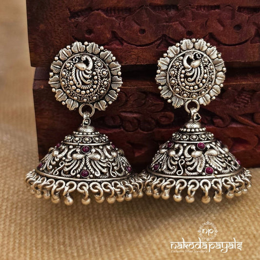 Circular Peacock Ball Drop Jhumka (J1824)