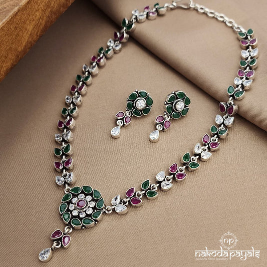 Unique MultiColor Neckpiece With Earrings (N11057)