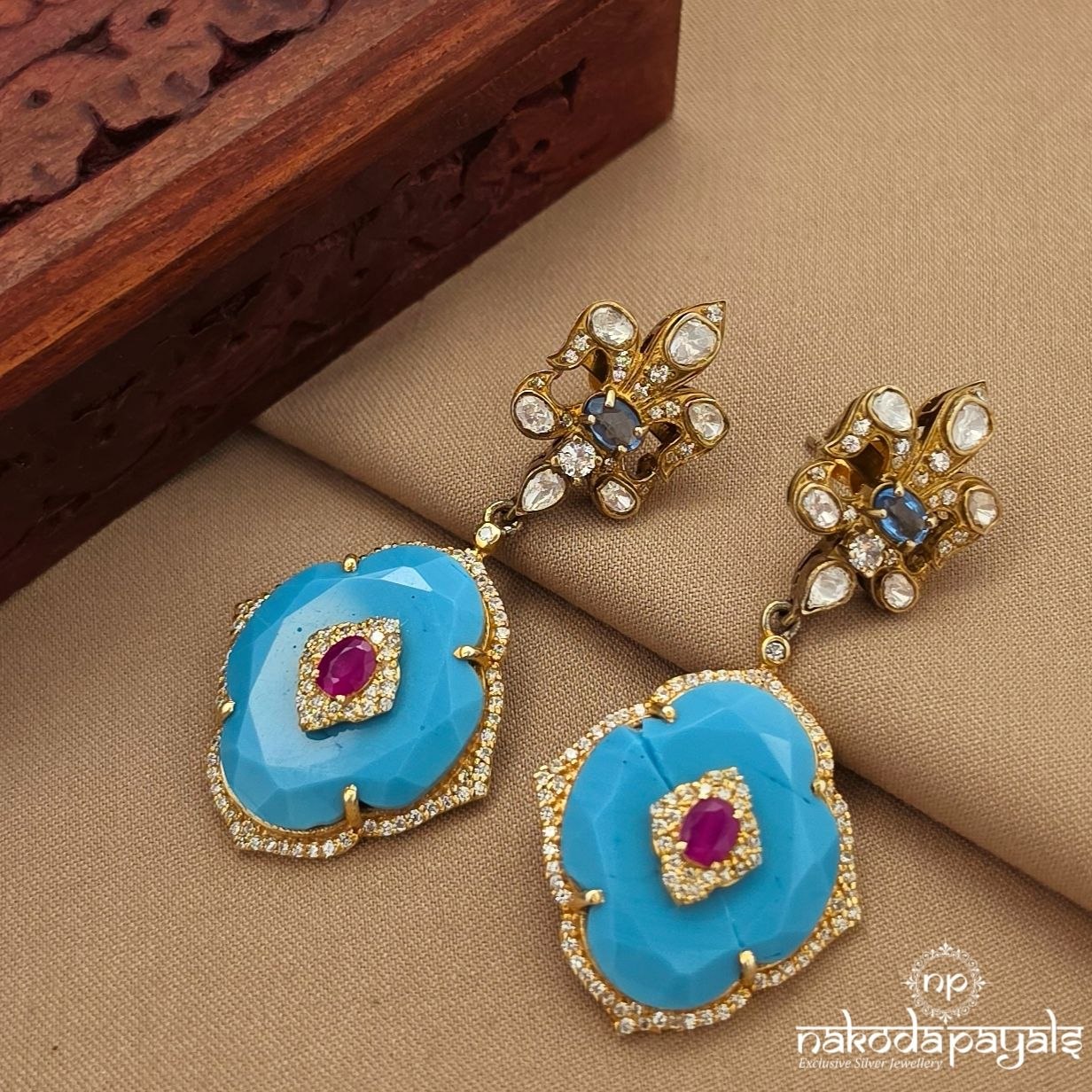 Exquisite Turquoise Earrings (Ge10699)