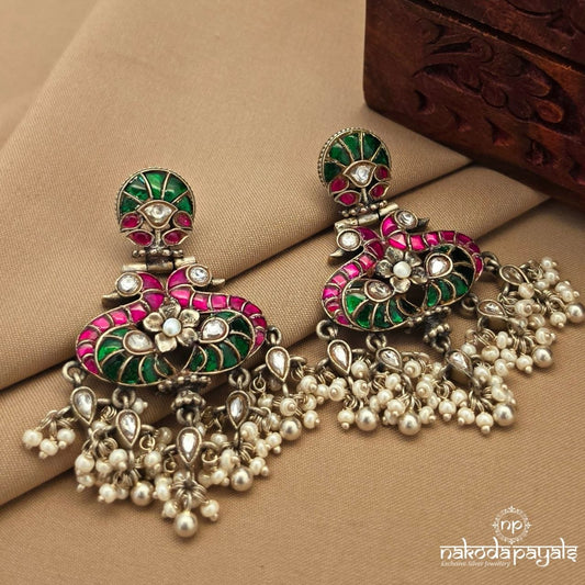 Twin Peacock Pearly Chandbali (C4152)