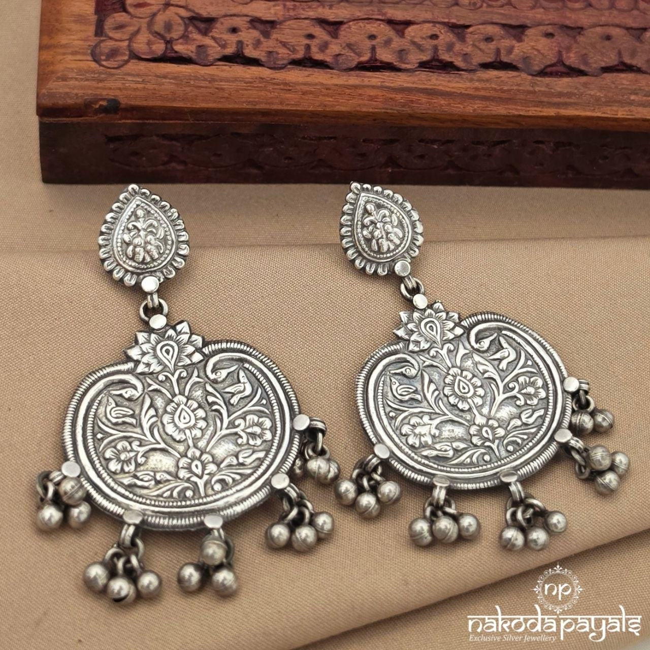 Floral Oxidised Chandbali (C4194)