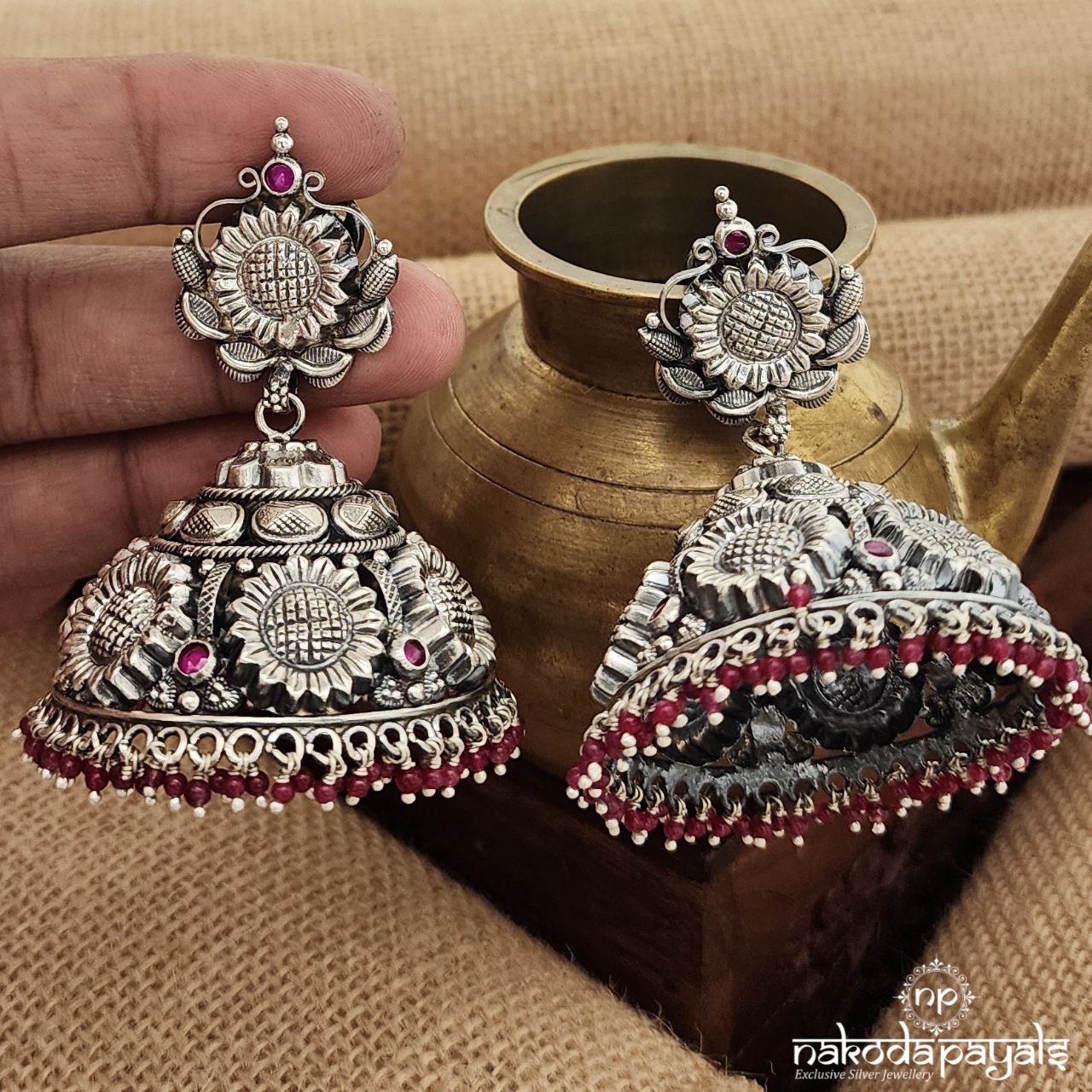 Oxidised Sunflower Jhumka(J1257)