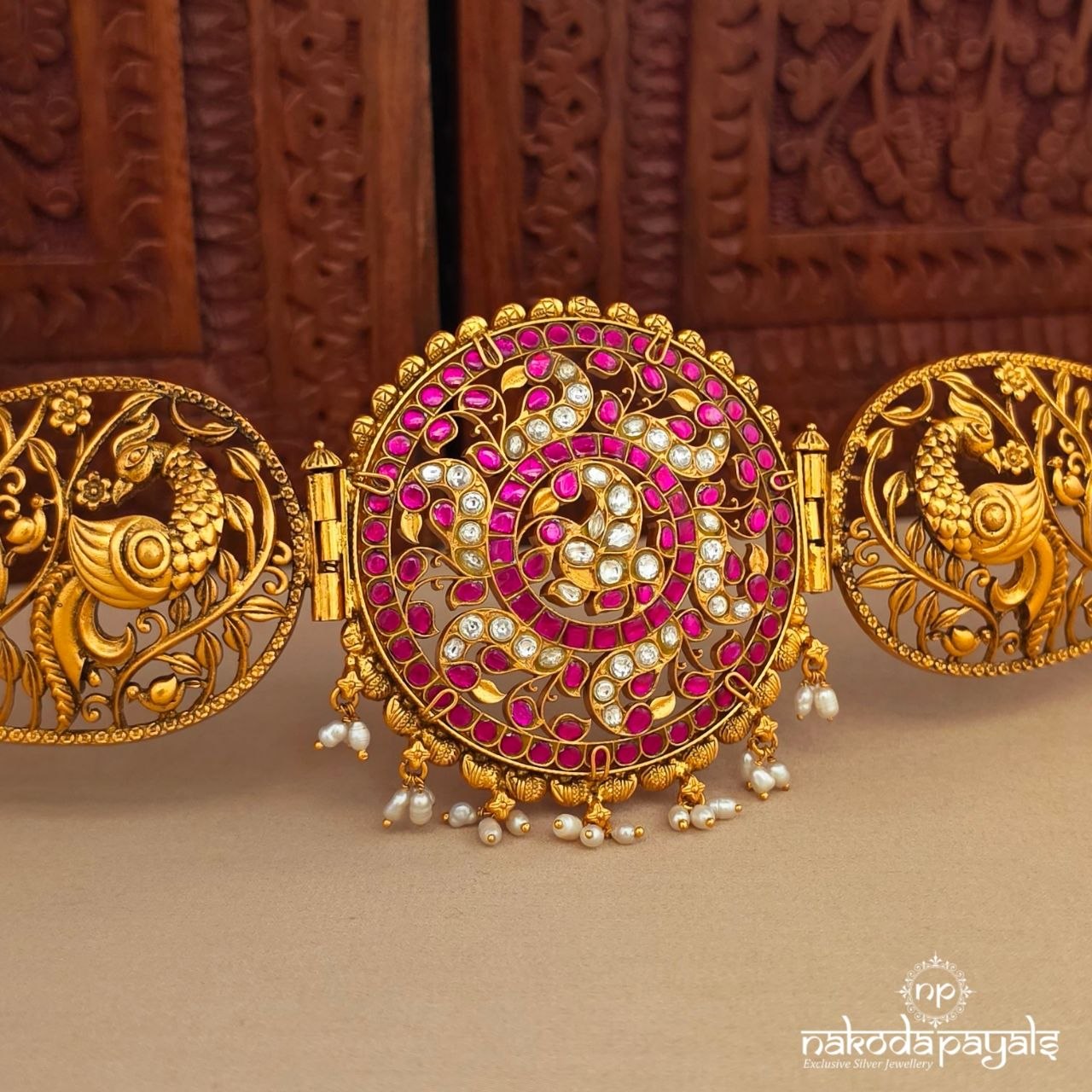 Floral Peacock Kundan Waistbelt (D0255)
