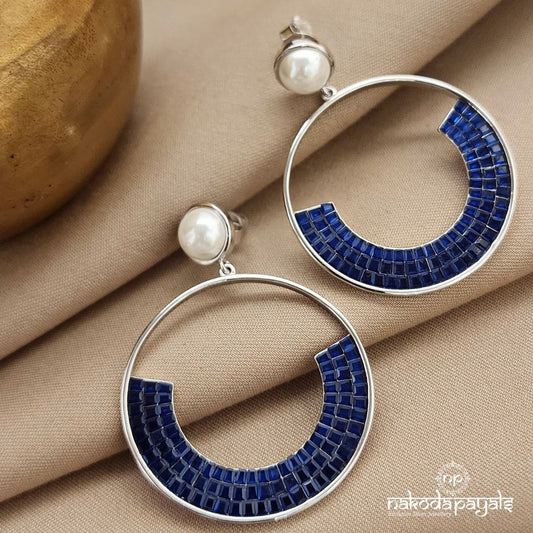 Circular Blue Drop Earrings (St3389)
