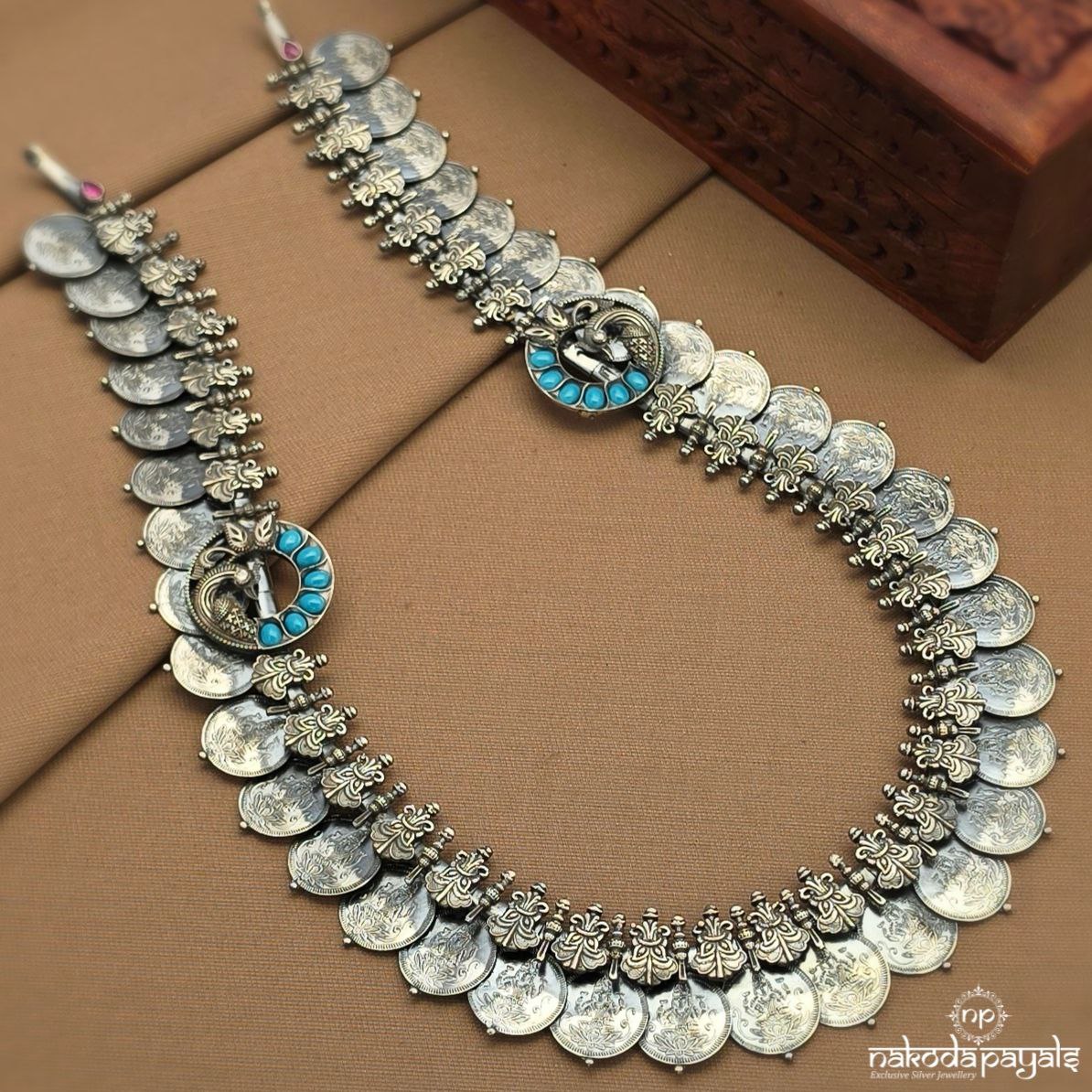 Turquoise Lakshmi Kasu Neckpiece (N11628)