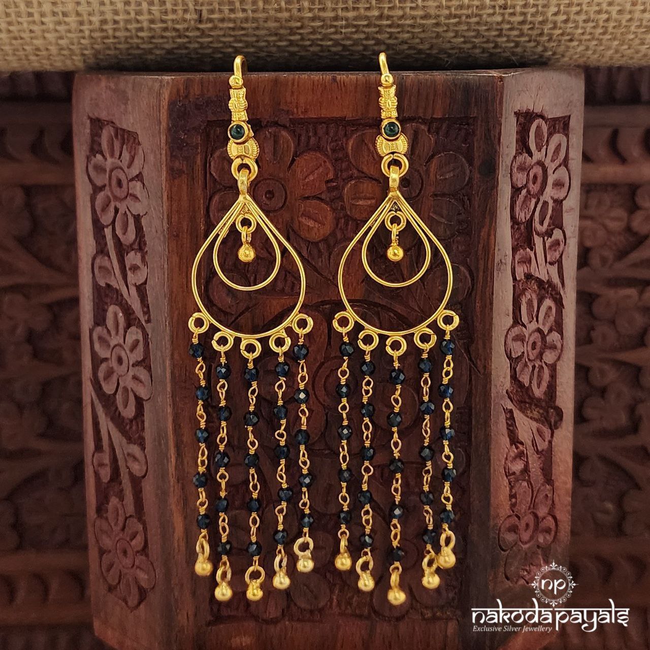 Blue Beads Floral Earrings (Ge9869)