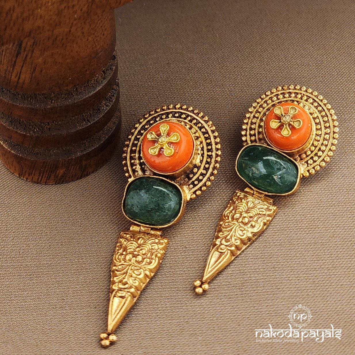 Triangular Sunset Coral Earrings (Ge10046)