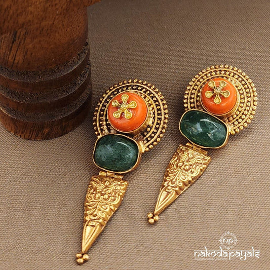 Triangular Sunset Coral Earrings (Ge10046)