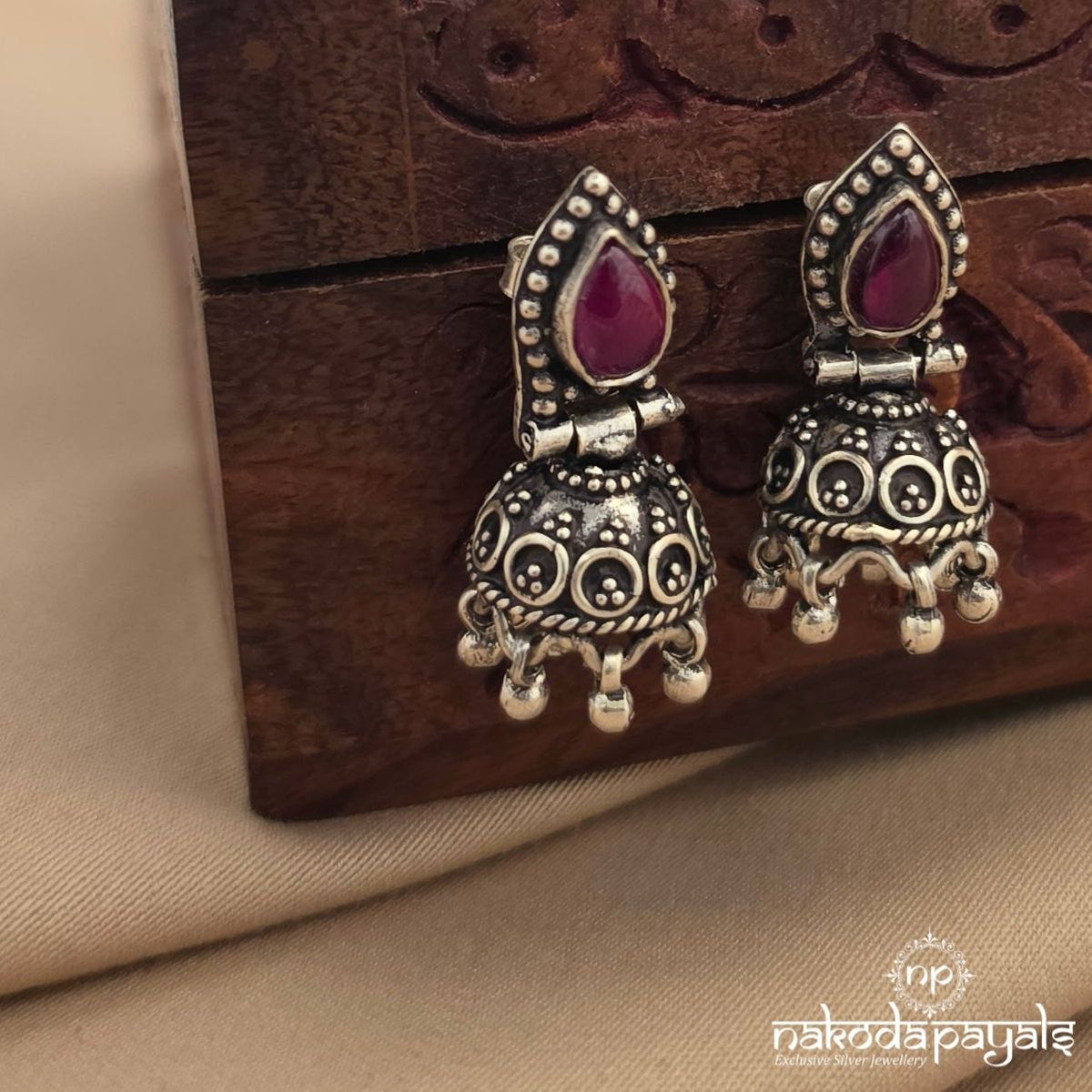Pink Drop Floral Jhumka (J1991)