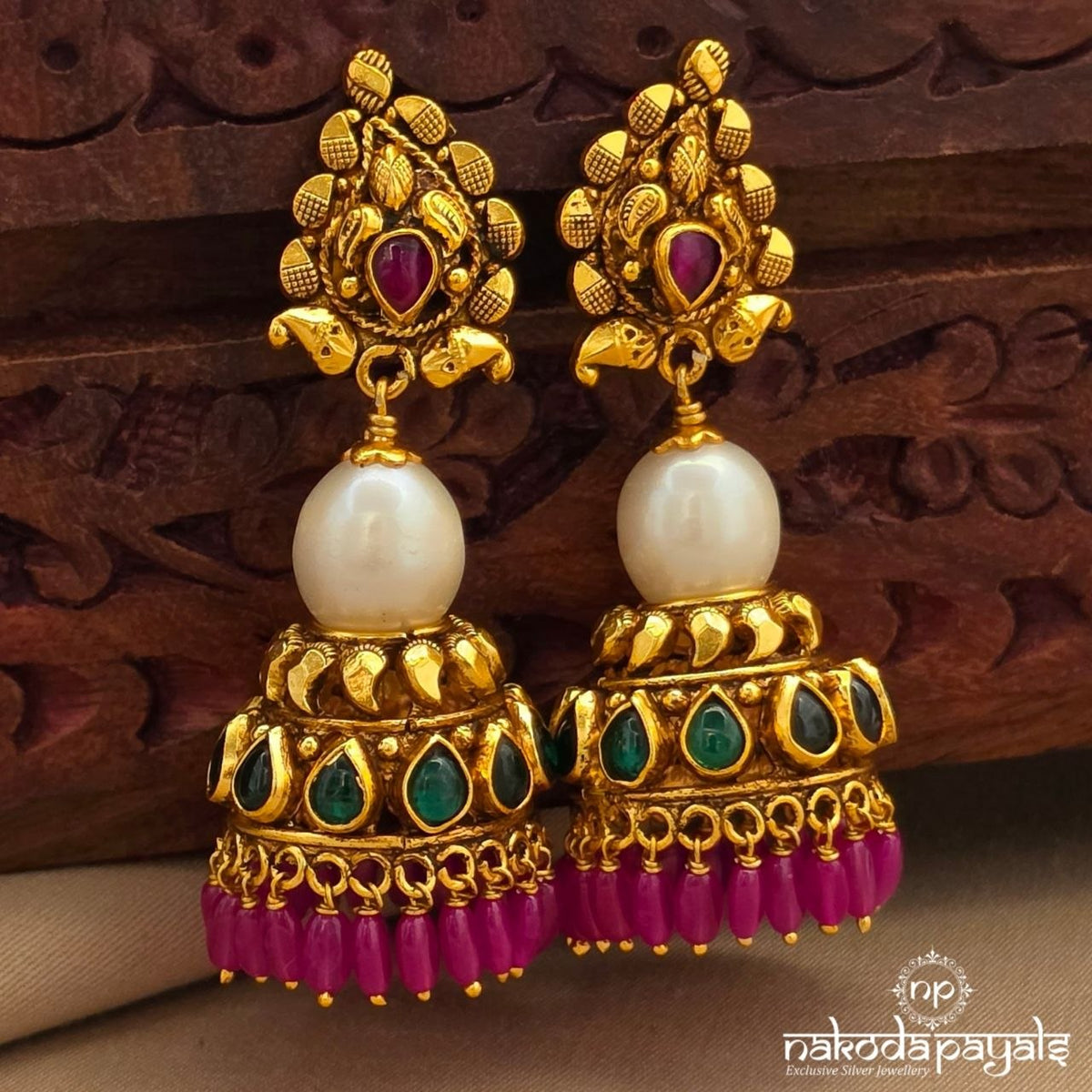 Pearl Kundan Jhumka (Ge11482)