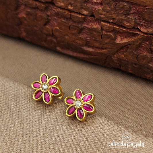 Pink  Kundan Studs (Ge10144)