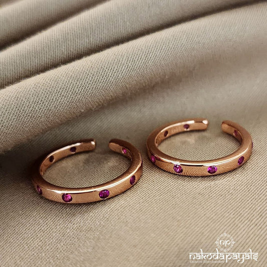 Rose Gold Pink Dot Toerings(T4339)