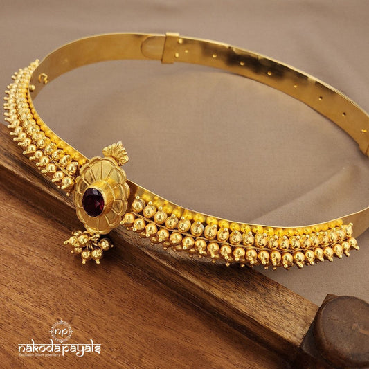 Oval Ruby Ball Drop Daab With Belt (D0257)