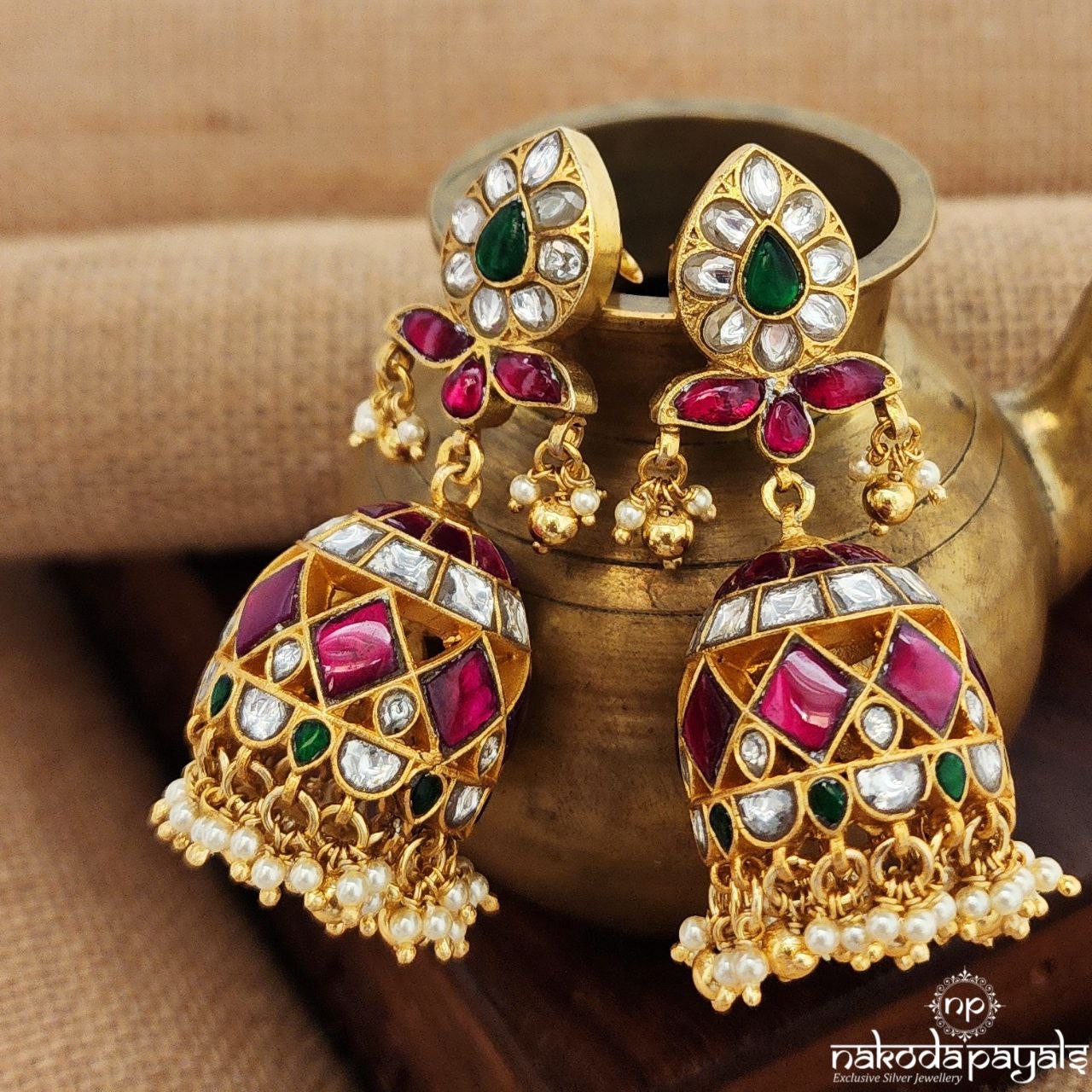 Squarish Kundan Jhumka (Ge8991)