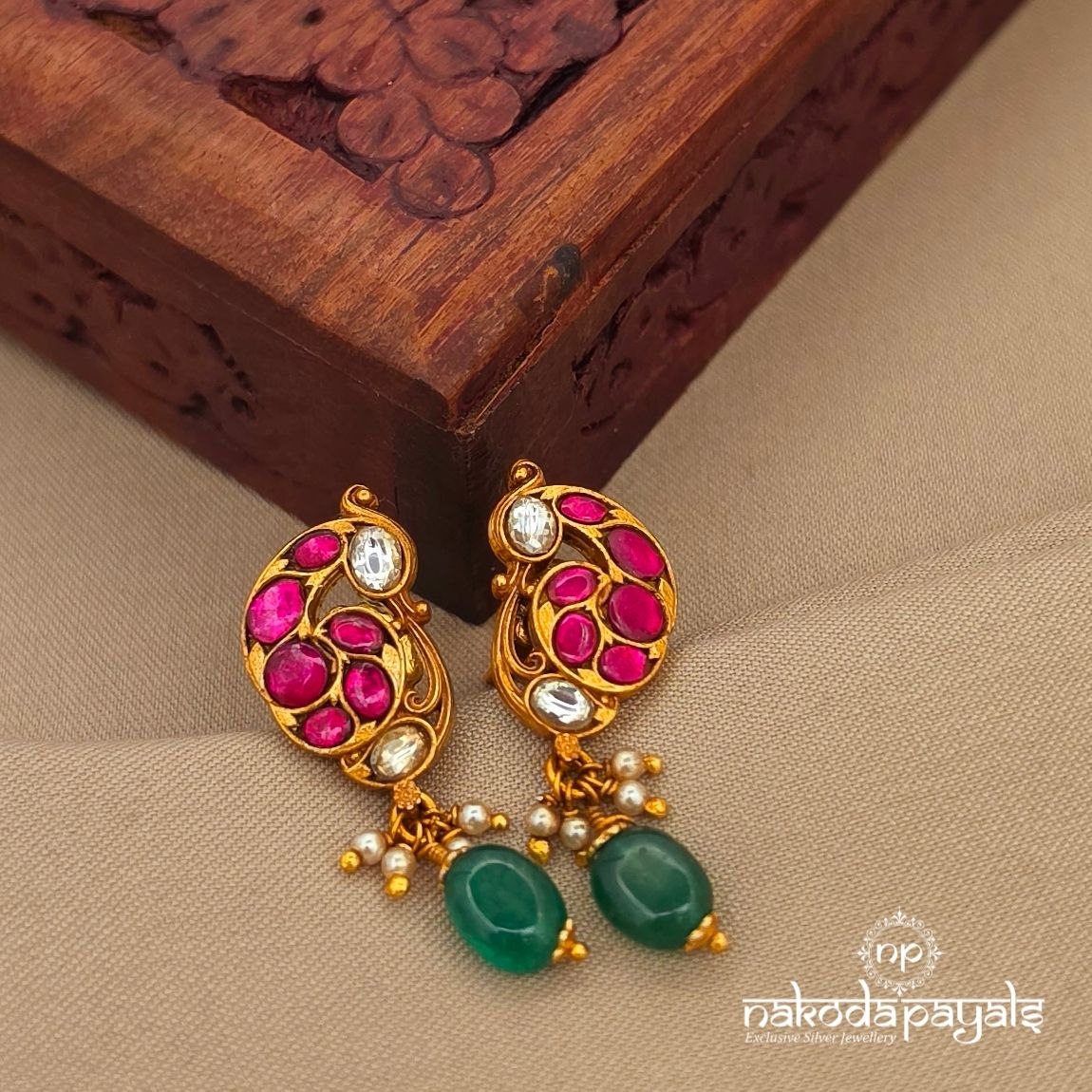 Kundan Peacock Studs (Ge10522)