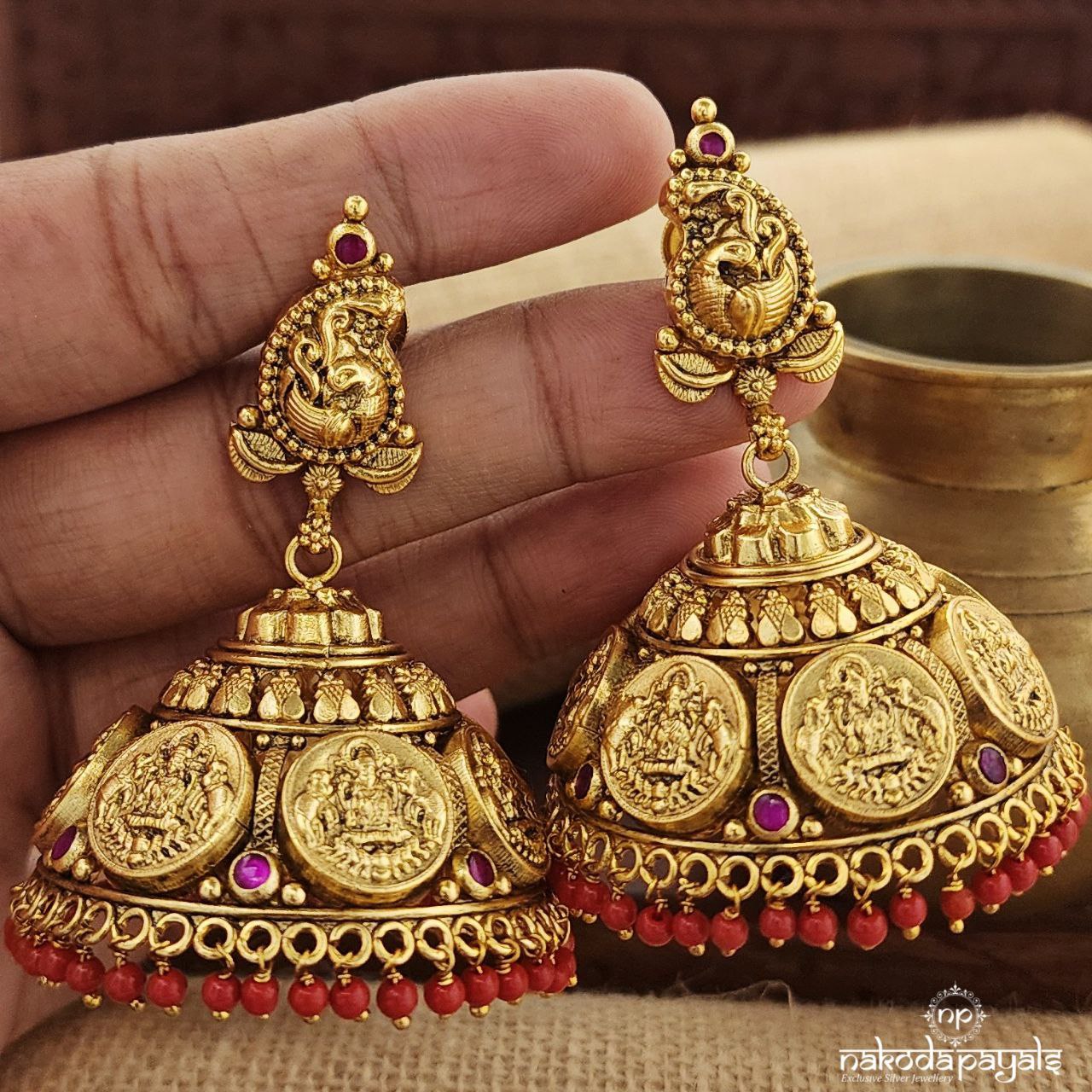 Lakshmi Coined Jhumka  (Ge9502)