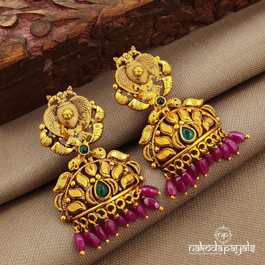 Gandaberunda Pink Drop Jhumka (Ge10225)