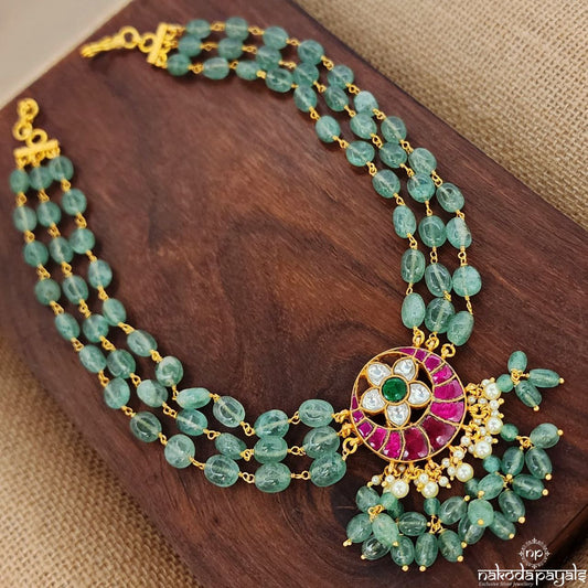 Green Half Moon Kundan Neckpiece (Gn8873)