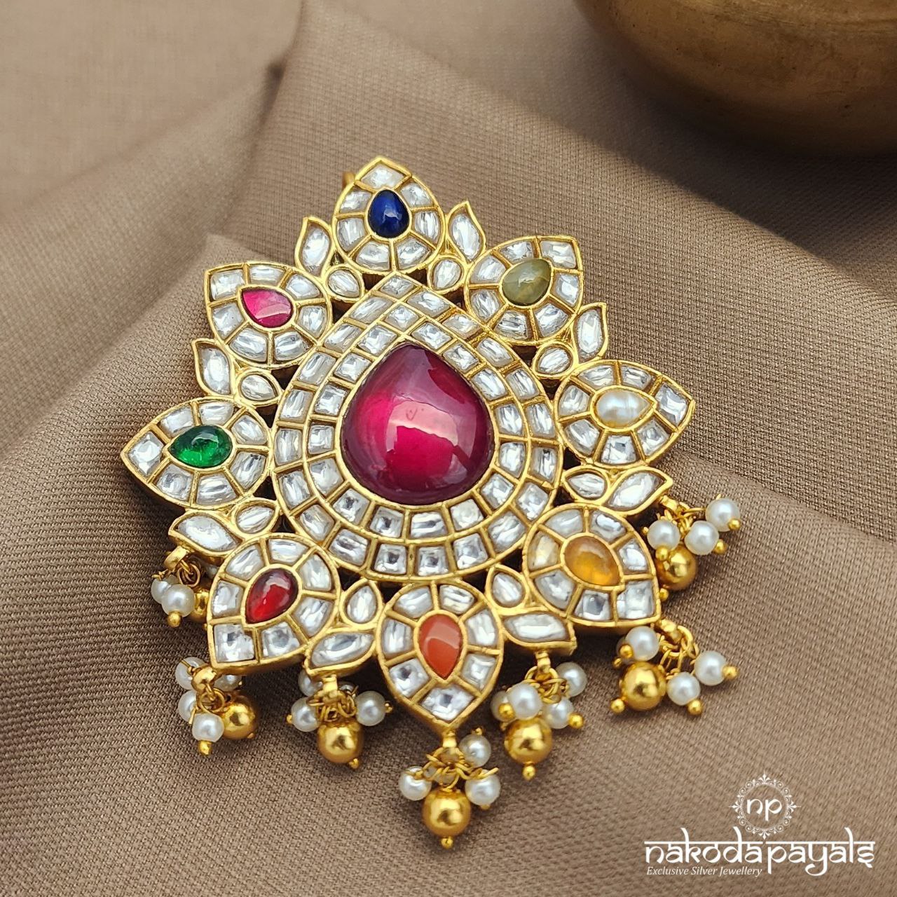 Big Navaratna Kundan Juda Pin (ESA229)