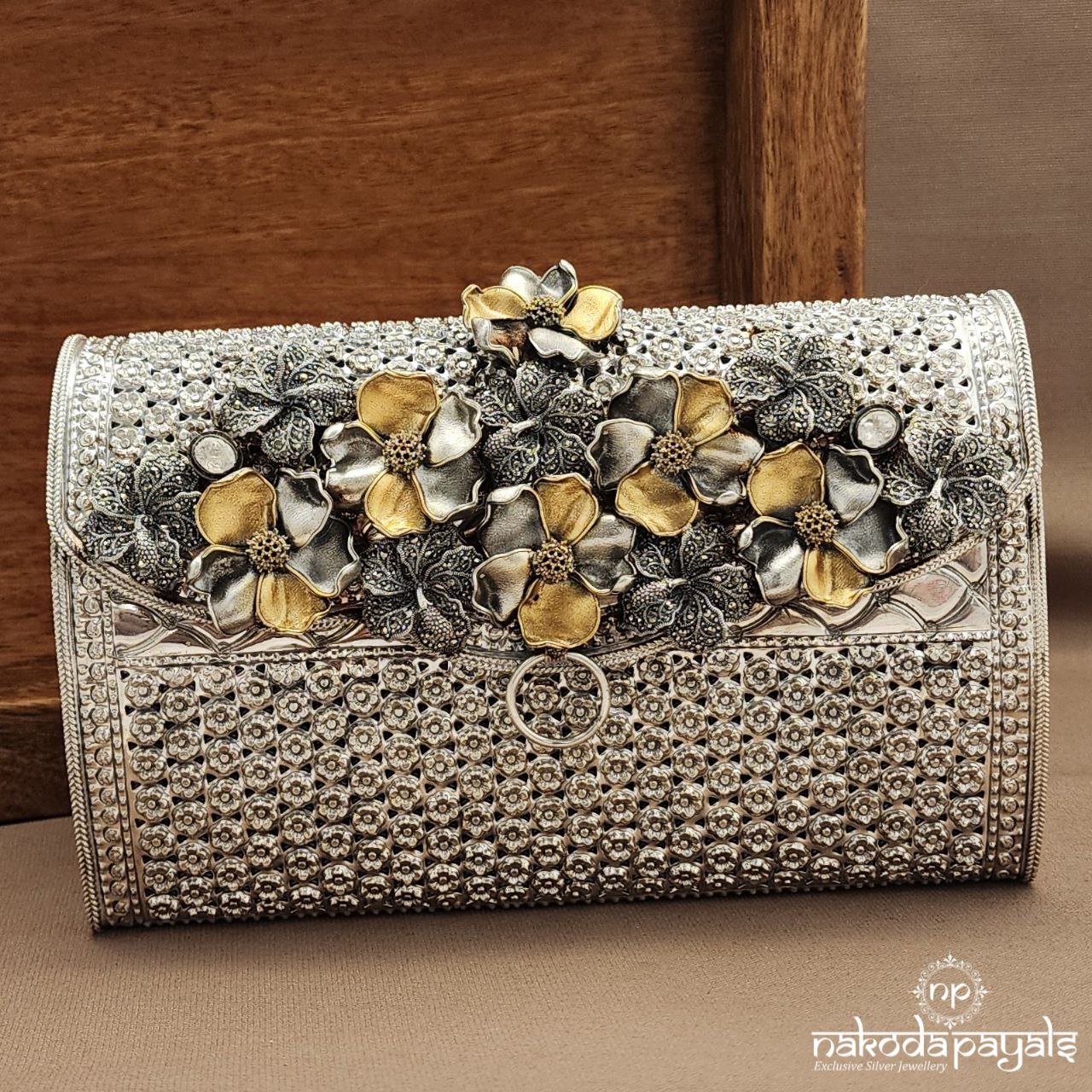 Marcasite Antique Gold Charm Clutch (Esa330)