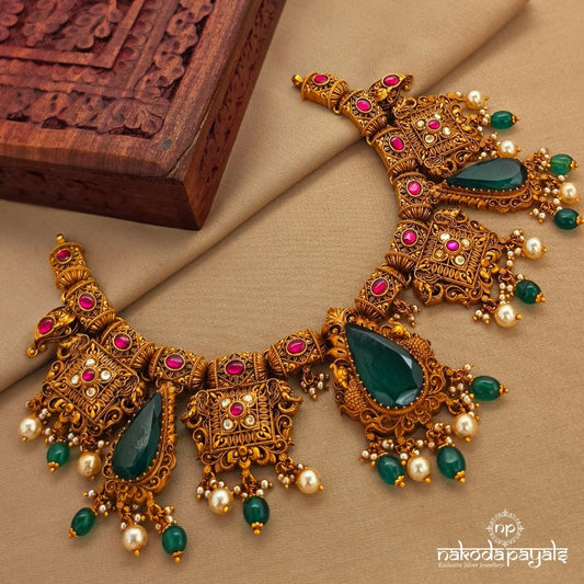 Emerald Green Kundan Neckpiece (Gn10116)