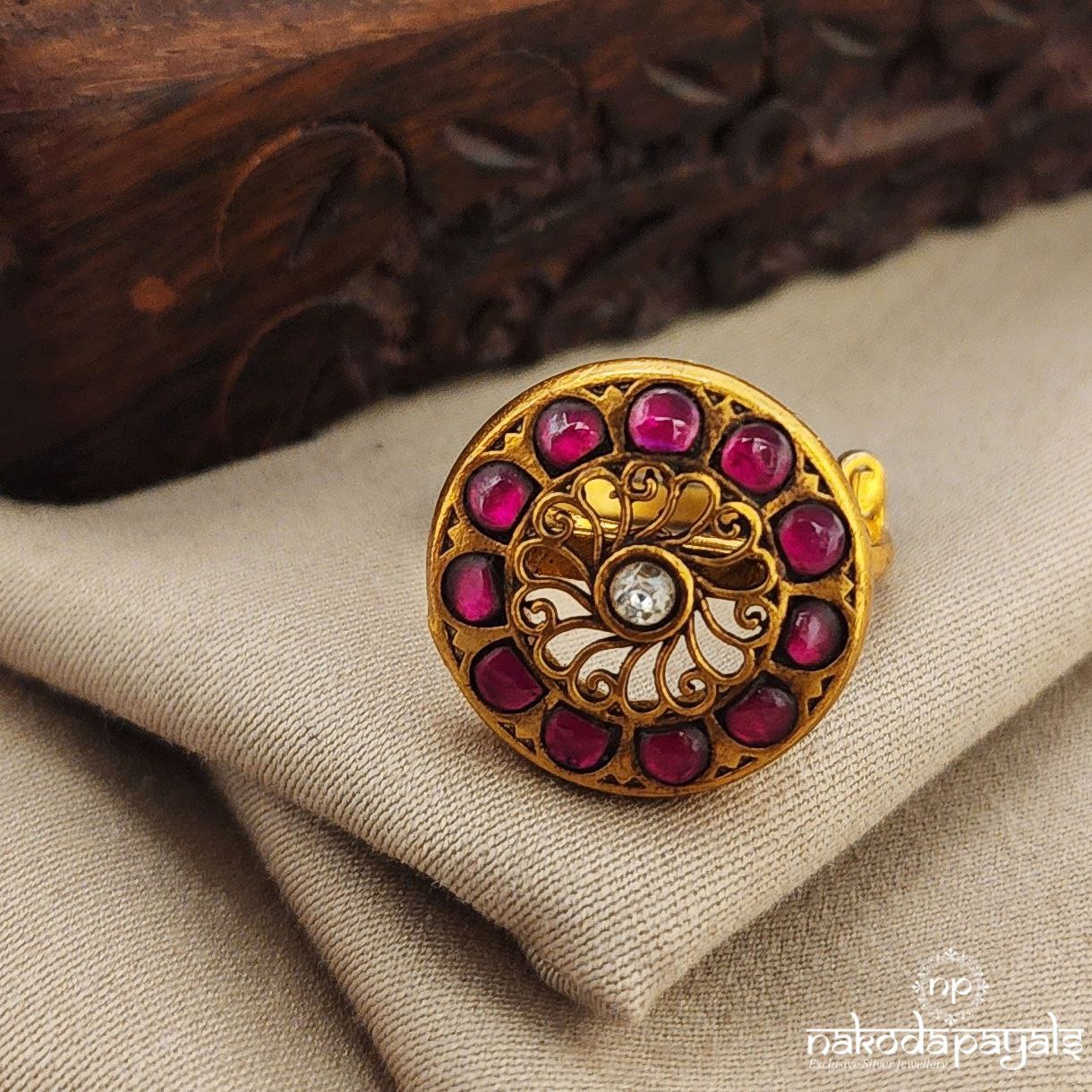 Pink Circular  Finger Ring (F2592)