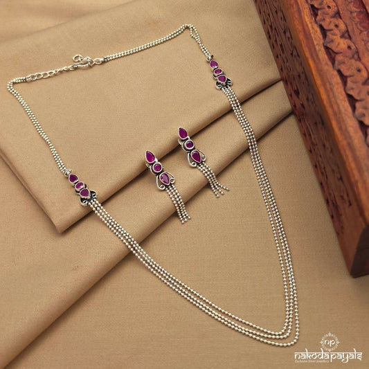 Graceful Pink Neckpiece With Earrings (N11871)