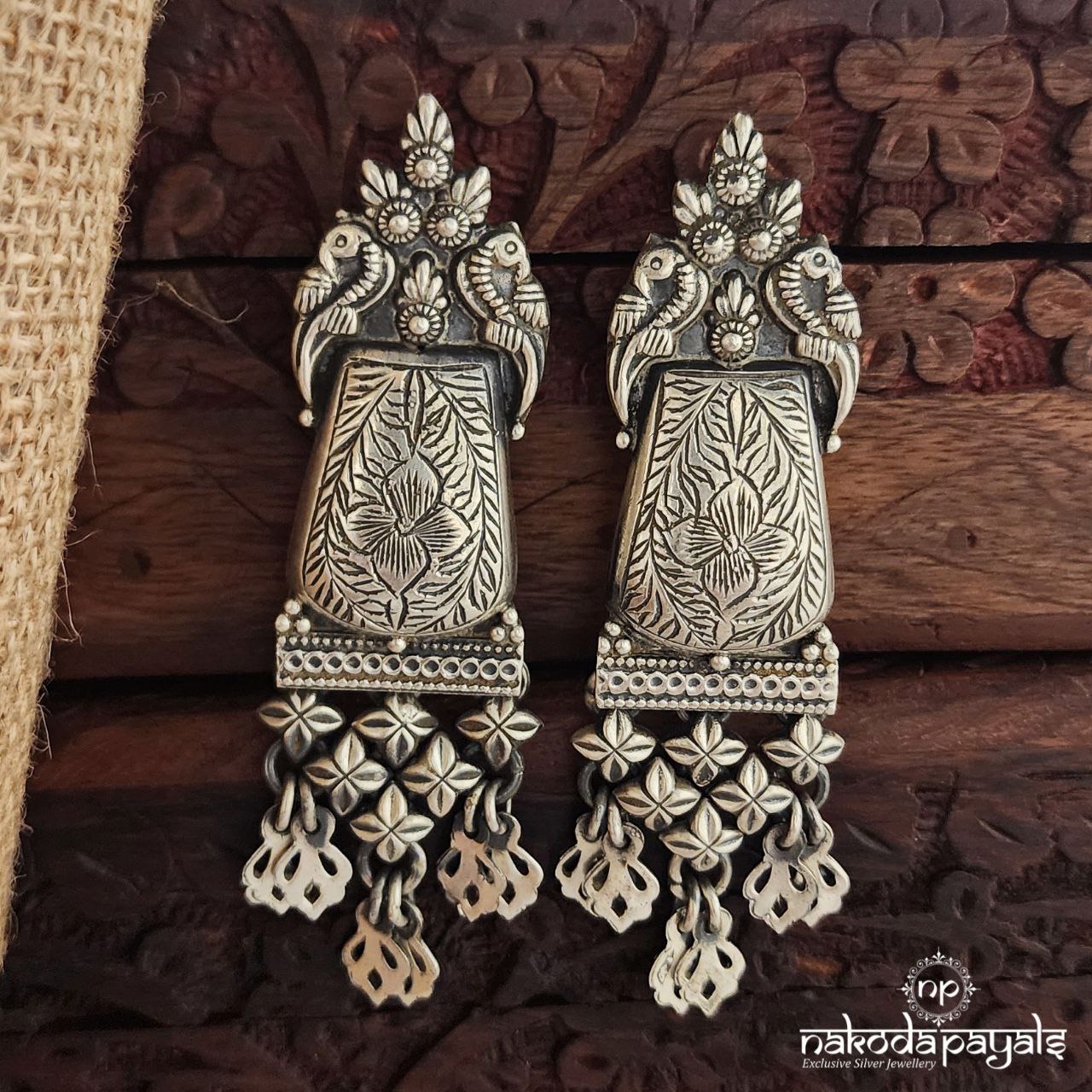 Oxidised Peocock Chandbali (C3651)