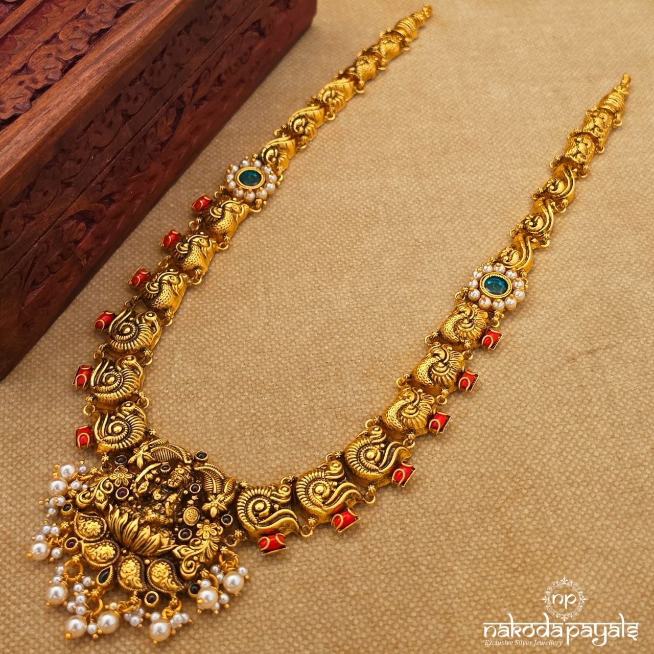 Coral Peacock Lakshmi Neckpiece (Gn10695)