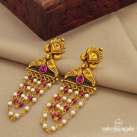 Pearl Drop Peacock Chandbali (Ge10712)