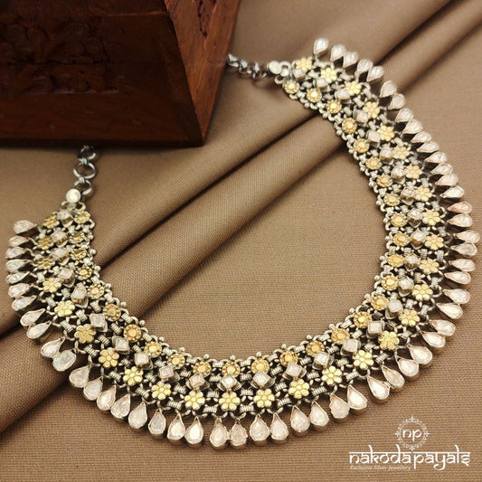 Elegant Moissanite Dual Tone Neckpiece  (N11335)