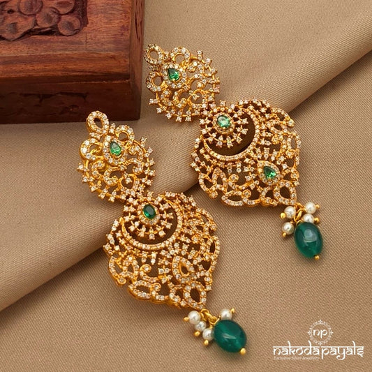 Greenish Pearly Exquisite Chandbali (Ge10692)