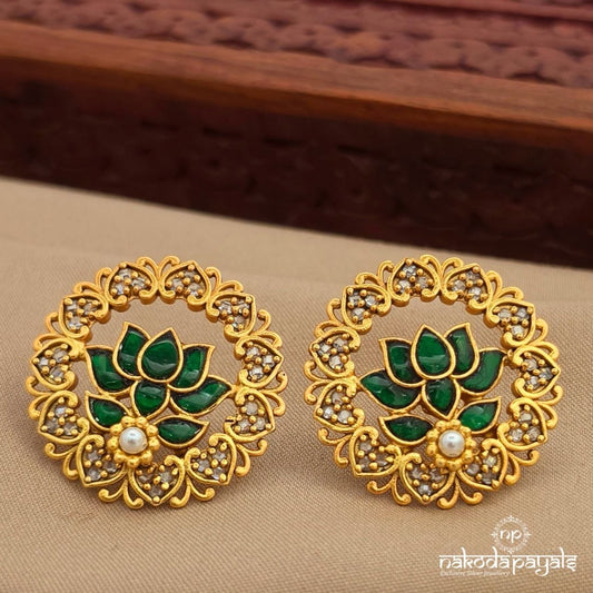 Green Lotus Moissanite Studs (Ge10989)