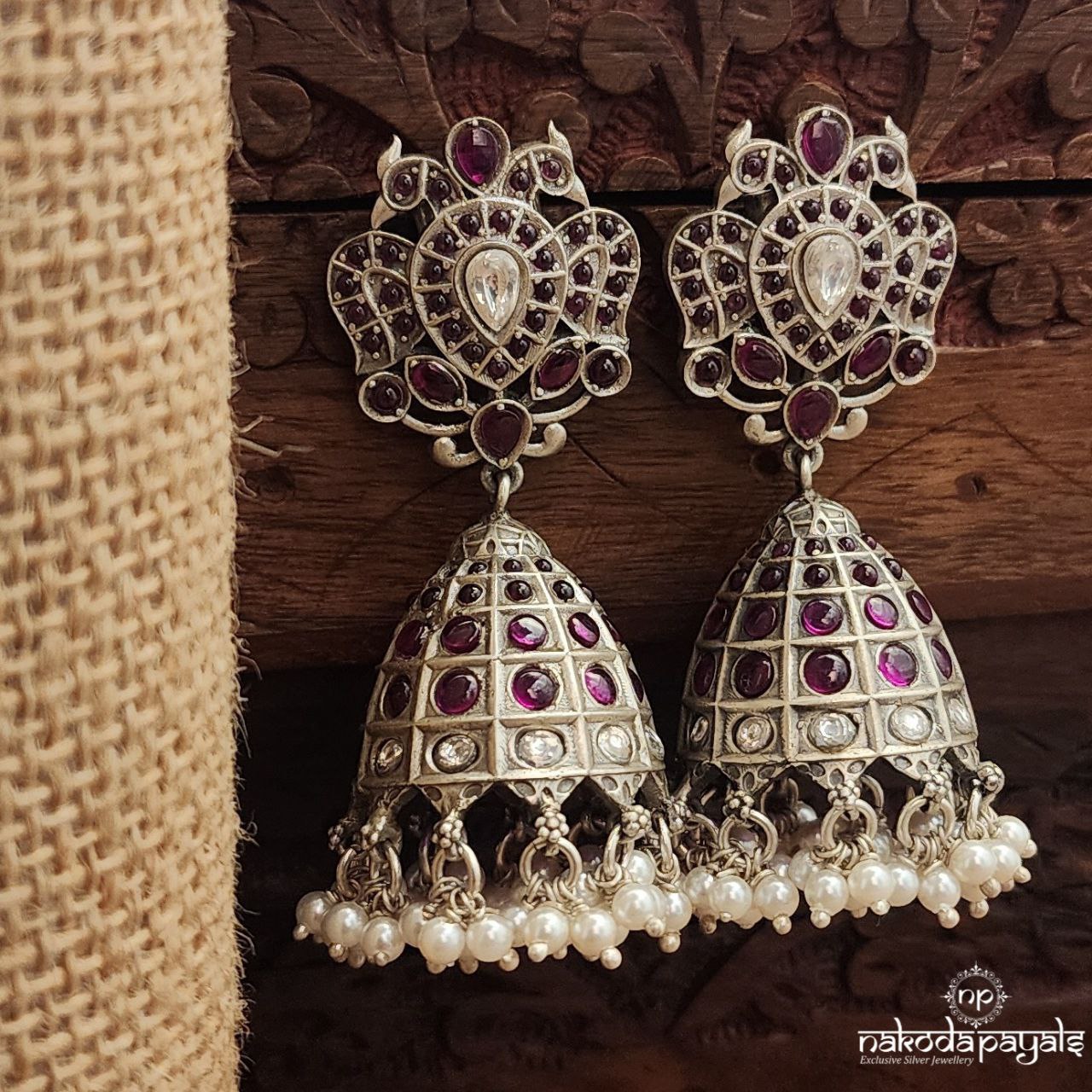 Gandaberunda Pearled Drop Jhumka (J1486)