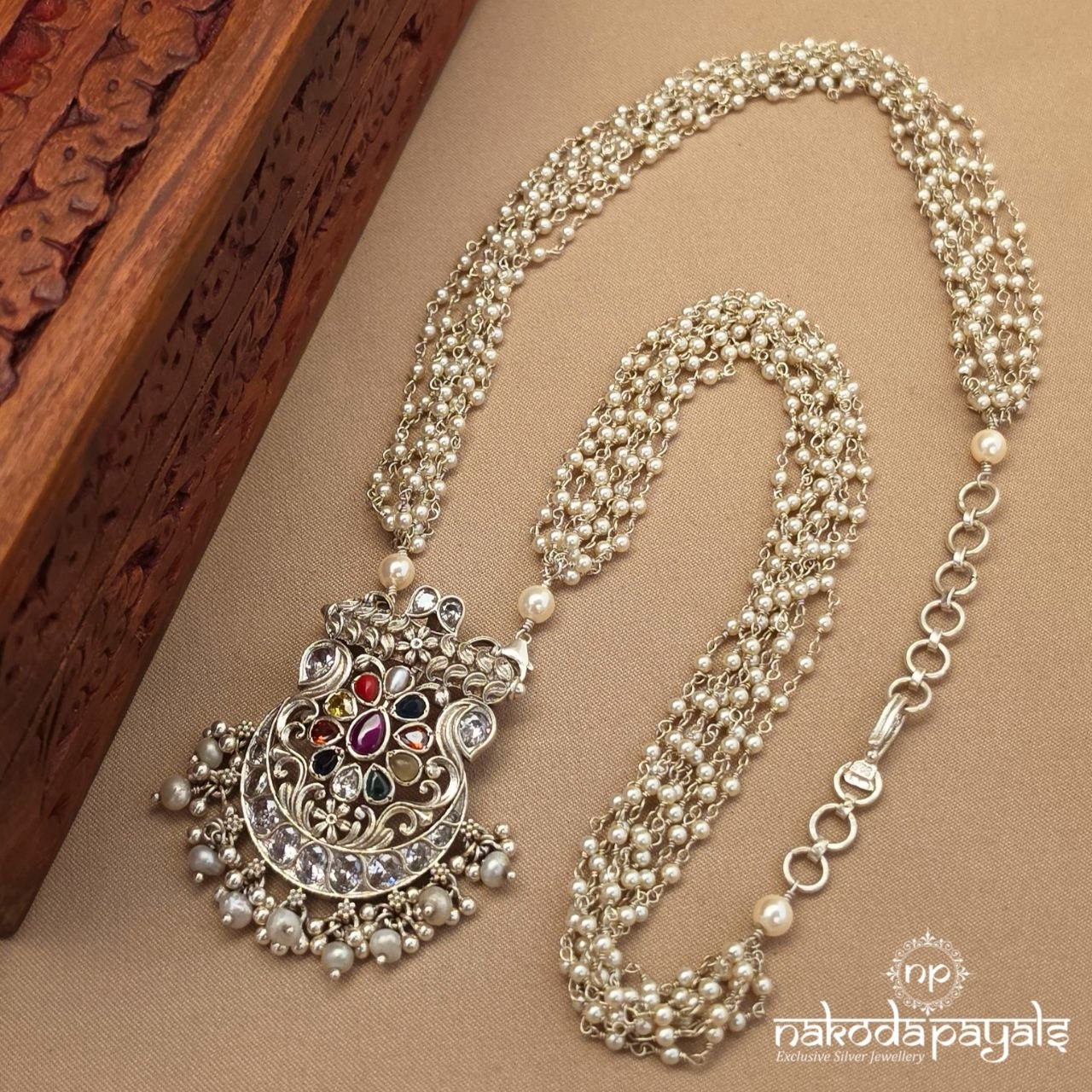 Pearly Navaratana Floral Neckpiece (N12070)